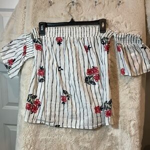 Black and white with flowers blouse